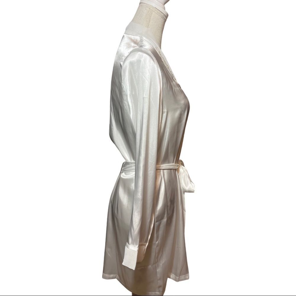 NWT Linea Donatella Midnight Short Wrap Robe size small/medium white bridal - Picture 7 of 9